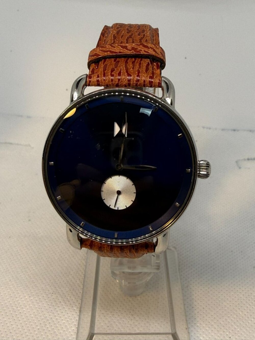 MVMT Men's Revolver Watch Blue Dial Brown Generic Leather Strap D-MR01-BLUS